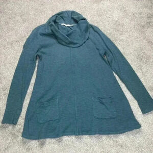 Soft Surroundings Thermal Top Womens Small Cowl Neck Pockets Long Sleeves Sz S